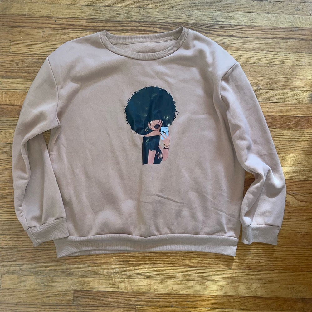 Trendy Beige Graphic Women's Sweater